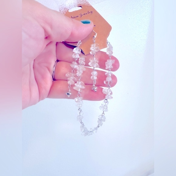 Crystal Quartz Gemstone Jewelry, 925ss Clear Crystals Gems Earring+Bracelet Set - Picture 3 of 16